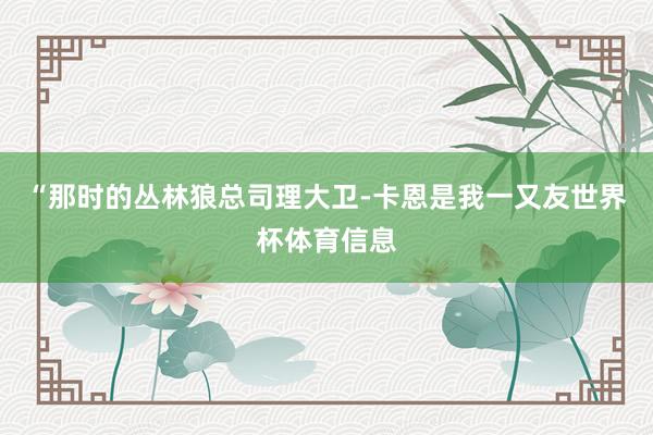 “那时的丛林狼总司理大卫-卡恩是我一又友世界杯体育信息