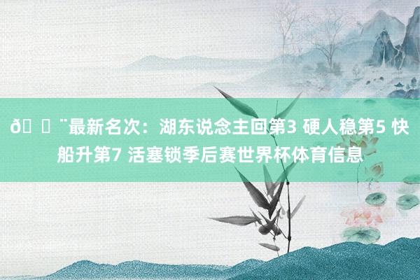 🚨最新名次：湖东说念主回第3 硬人稳第5 快船升第7 活塞锁季后赛世界杯体育信息