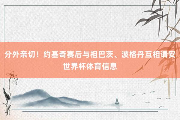 分外亲切!约基奇赛后与祖巴茨、波格丹互相请安世界杯体育信息
