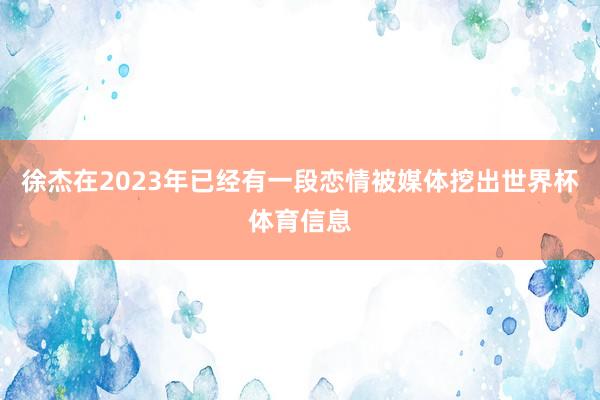 徐杰在2023年已经有一段恋情被媒体挖出世界杯体育信息
