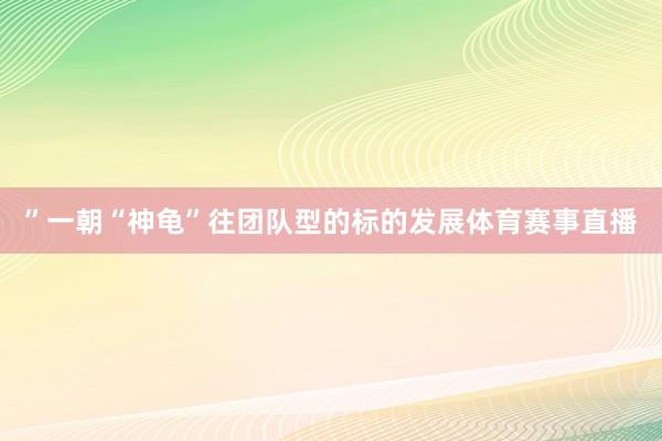 ”一朝“神龟”往团队型的标的发展体育赛事直播