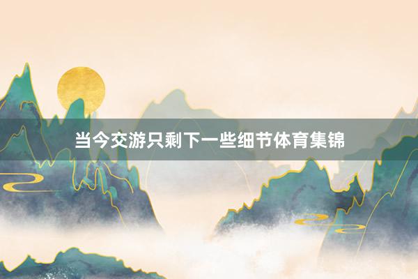 当今交游只剩下一些细节体育集锦