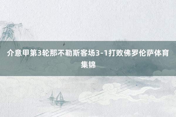 介意甲第3轮那不勒斯客场3-1打败佛罗伦萨体育集锦