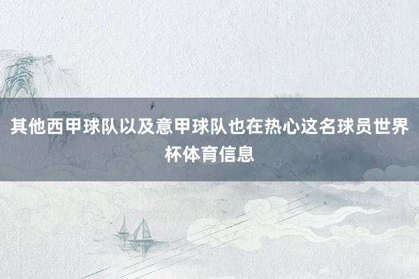 其他西甲球队以及意甲球队也在热心这名球员世界杯体育信息