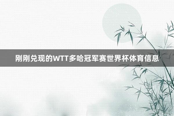 刚刚兑现的WTT多哈冠军赛世界杯体育信息