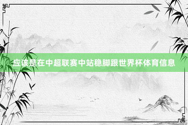 应该是在中超联赛中站稳脚跟世界杯体育信息