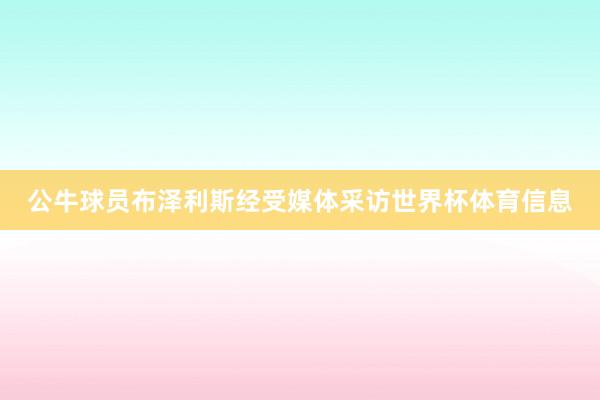 公牛球员布泽利斯经受媒体采访世界杯体育信息