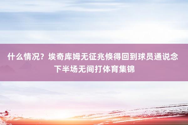 什么情况？埃奇库姆无征兆倏得回到球员通说念 下半场无间打体育集锦